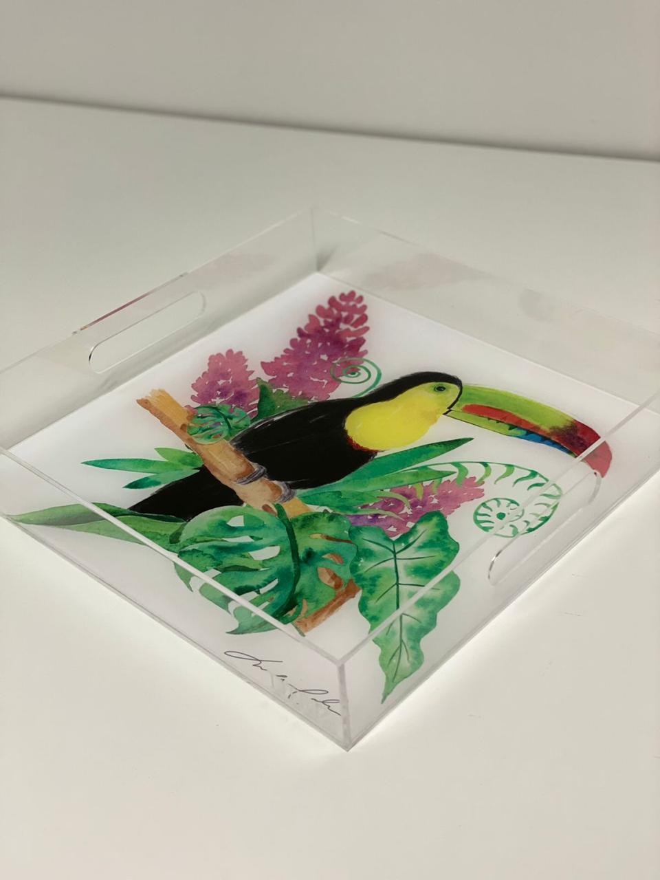 Bandeja tucán pintada a mano