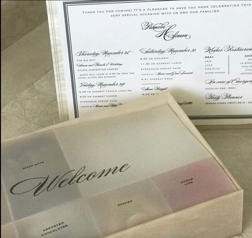 Caja de bienvenida para boda en acrílico